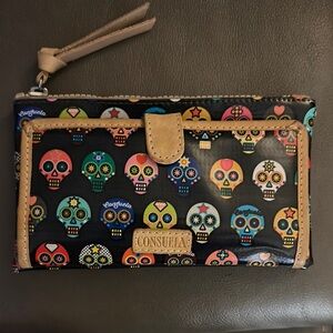 Consuela Black Skull Print Women's Wallet